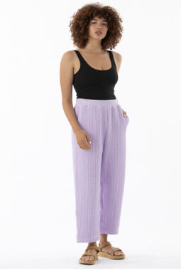 Ali Golden Quilted Textured Elastic Pant Size Medium Lilac Purple Pants Casual